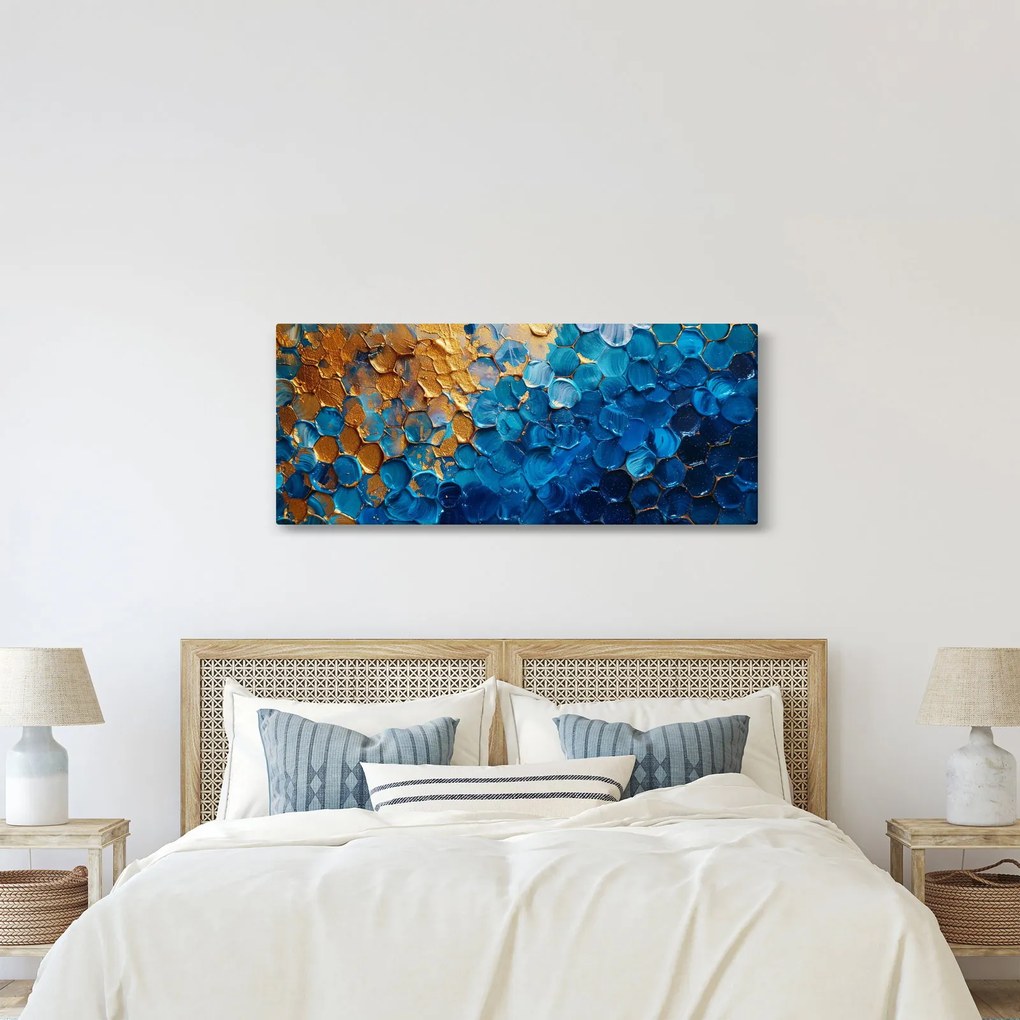 Obraz - Modrozlatá maľba (120x50 cm)