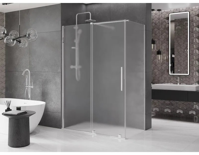 Mexen Velar, sprchový kút s posuvnými dverami 150 x 85 cm, 8mm sklo námraza, chrómová, 871-150-085-31-01