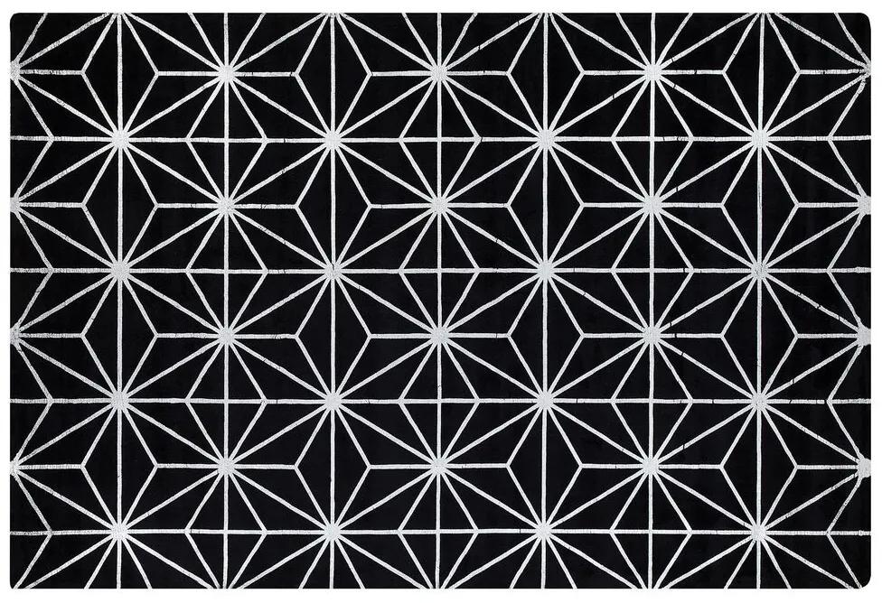 Viskózový koberec 160 x 230 cm čierna/strieborná SIBEL Beliani