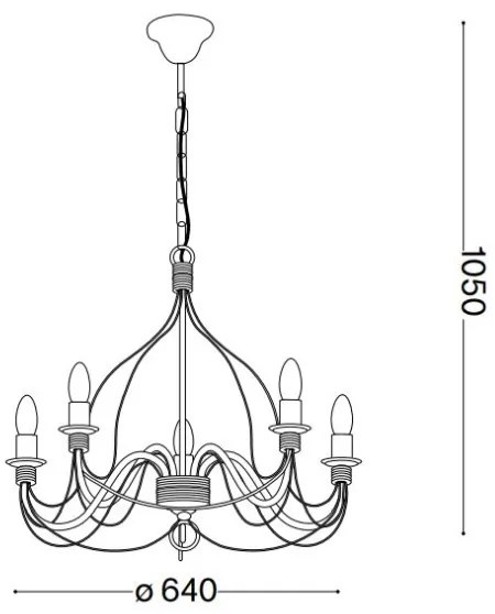 Ideal Lux - Luster na reťazi CORTE 5xE14/40W/230V pr. 54 cm meď