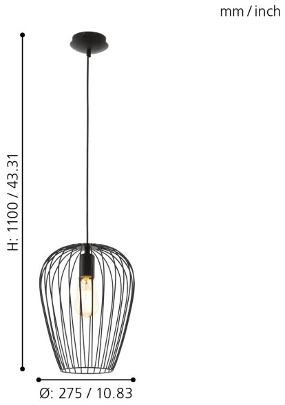 Eglo 49472 - Luster NEWTOWN 1xE27/60W/230V
