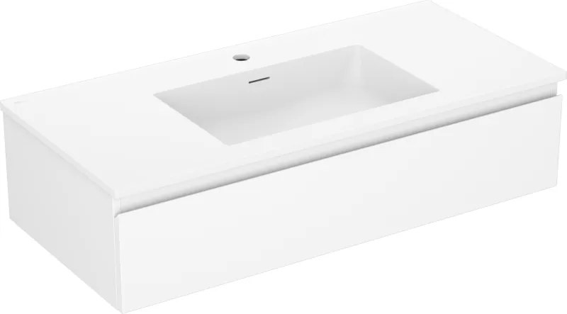 Mexen Orio, kúpeľňová skrinka 100 cm s umývadlom Otis, 1 zásuvka, biela matná, 91A10-10023-1-BF01-W18M01