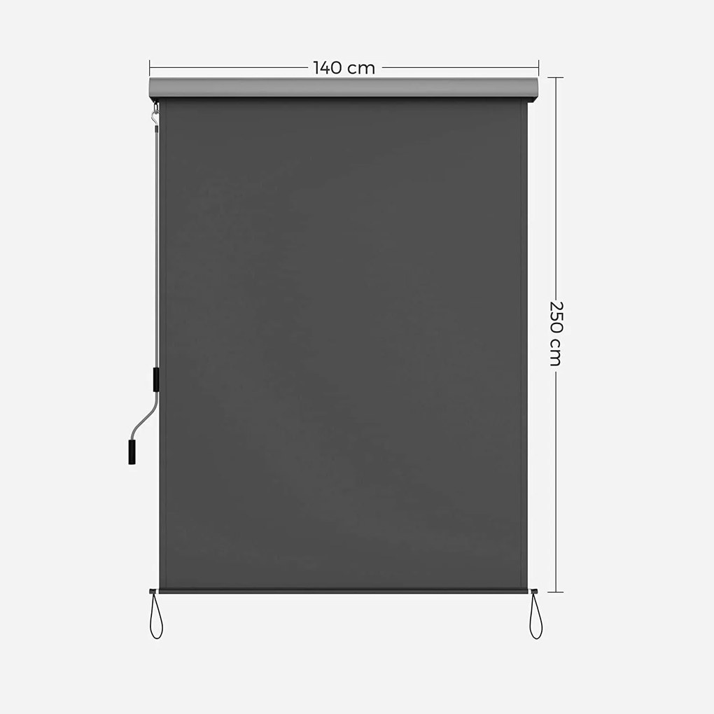 Zvislá markíza pre exteriér vodotesná 1,4 m x 2,5 m, šedá