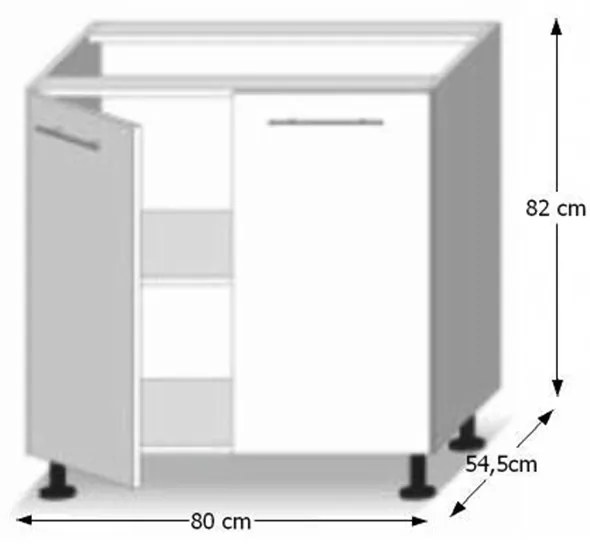 Dolná kuchynská skrinka D80 Lilouse. Vlastná spoľahlivá doprava až k Vám domov. 1014726