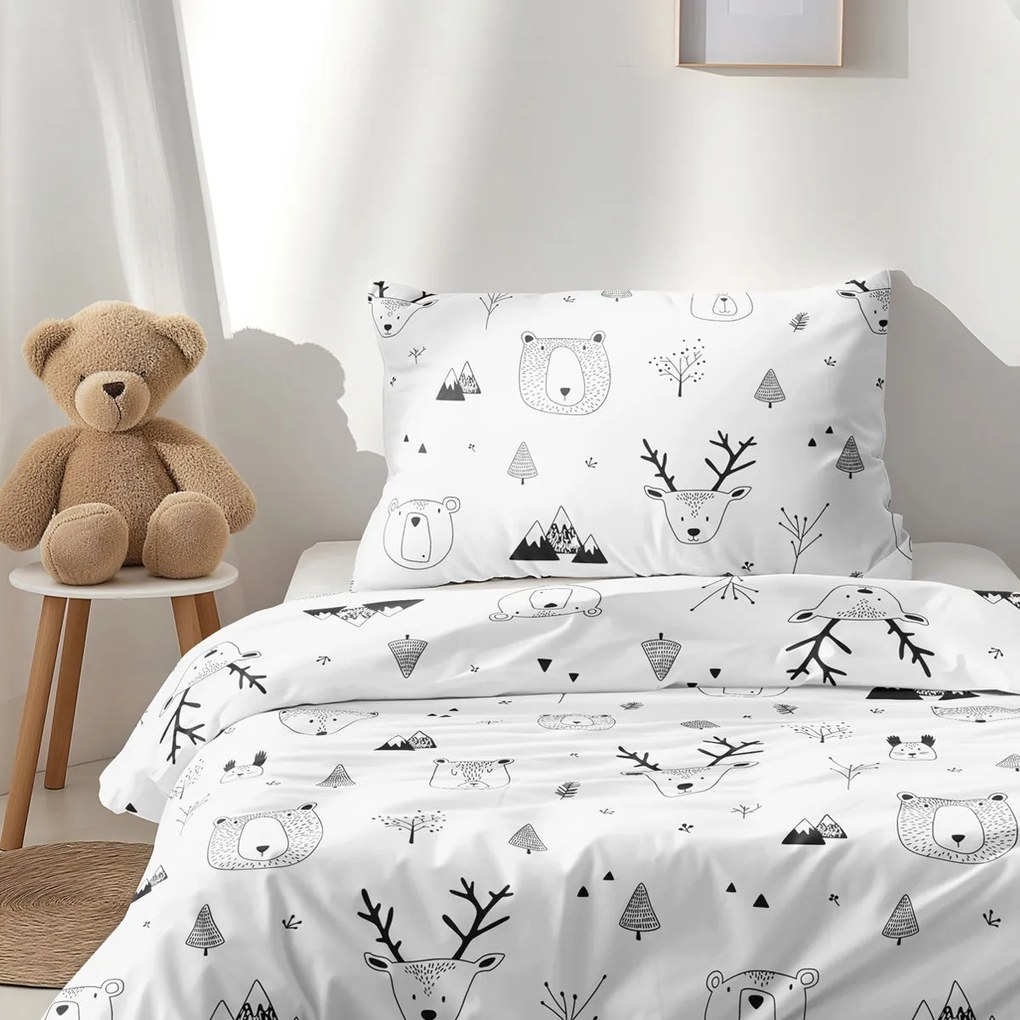 Goldea vianočné detské bavlnené obliečky - zvieratá v zimnej krajine 140 x 200 a 70 x 90 cm