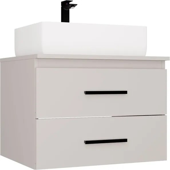 Závěsná skříňka pod umyvadlo s deskou NEL 2S 60 cm kašmírová