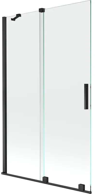 Mexen Velar, 2-krídlová posuvná vaňová zástena 110 x 150 cm, 8mm číre sklo, čierna matná, 896-110-000-01-70