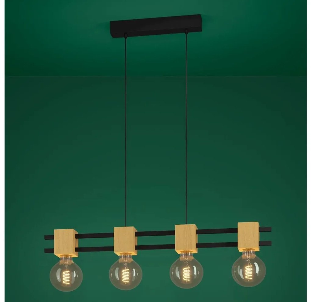 Eglo 390191 - Luster na lanku LEVANTARA 4xE27/40W/230V čierna/hnedá