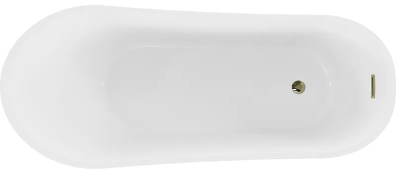Mexen Alta, voľne stojaca vaňa 170 x 75 cm, biela-čierna, zlatý lesklý prepad, 52141707575-50