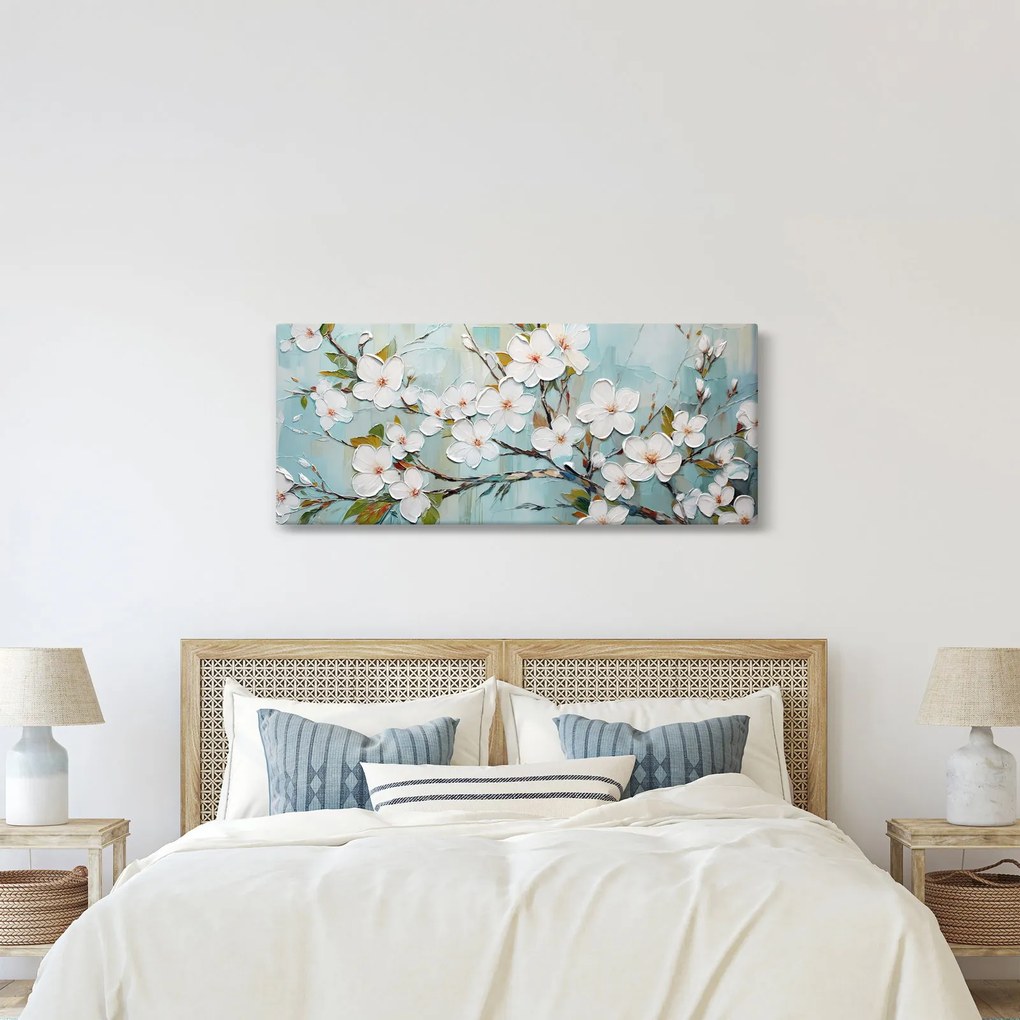Obraz - Maľba, kvitnúce vetvy stromu (120x50 cm)