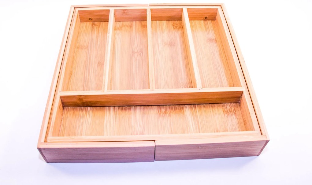 Goodhome Nastaviteľný organizér do zásuvky, príborník - bambusový 29 – 43 x 34 cm