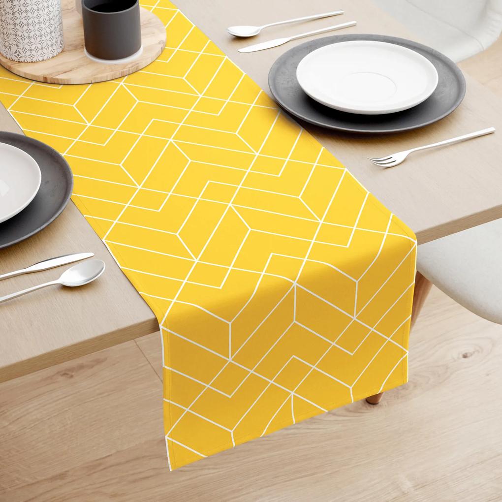 Goldea behúň na stôl 100% bavlnené plátno - mozaika na žltom 35x160 cm