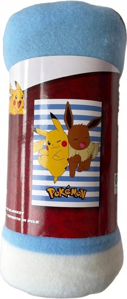 DETSKÁ FLEECOVÁ DEKA POKEMON 100X140 CM VZOROVANÁ