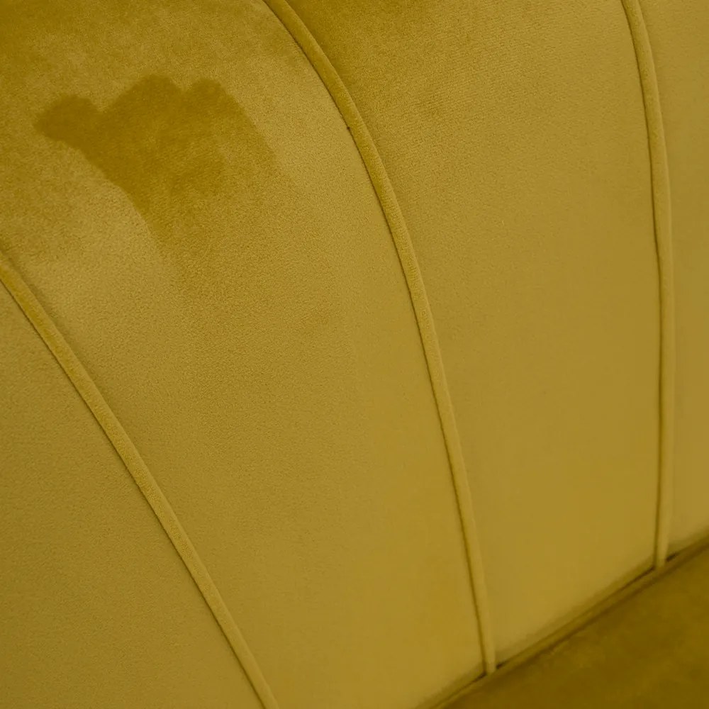 Kondela Lavica v štýle Art-deco, horčicová Velvet látka/gold chróm-zlatý, NOBLIN