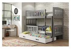 Detská poschodová posteľ KUBUS s výsuvnou posteľou 80x190 cm - grafit Biela