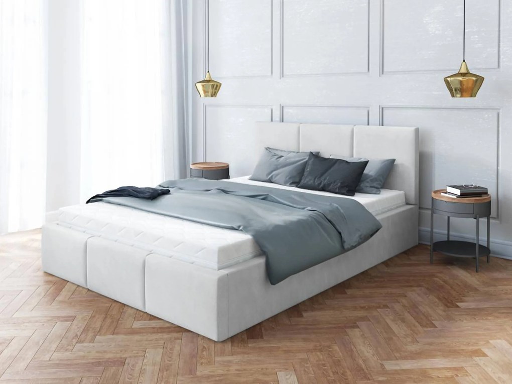 Čalúnená manželská posteľ s úložným priestorom Izabela - biela Rozmer: 180x200
