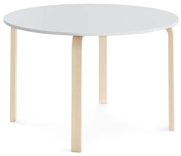 Stôl ELTON, Ø 1200x710 mm, laminát - biela, breza