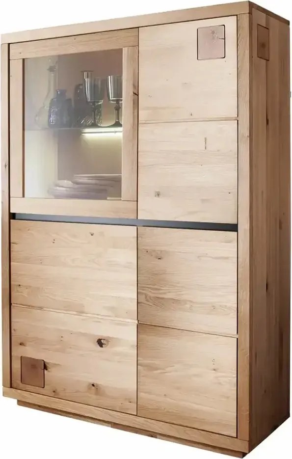 Sekretár z masívu s 3 plnými a 1 presklenými dvierkami, 103x40x148 cm