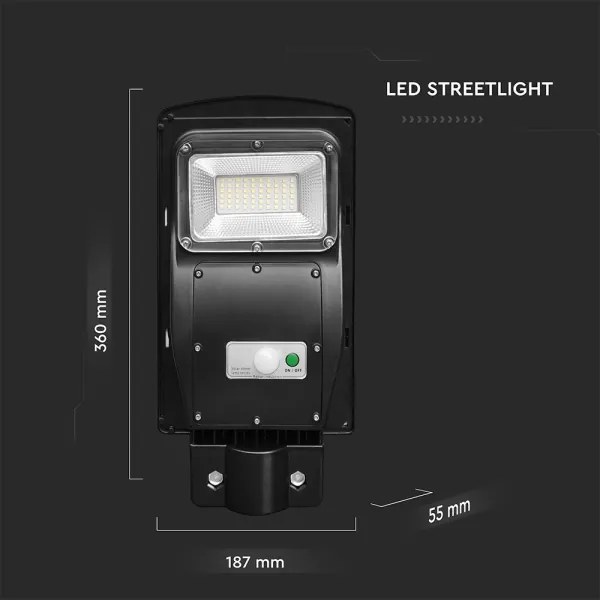LED stmievateľná solárna pouličná lampa LED/6W/3,2V 6000K IP65 5000 mAh + DO