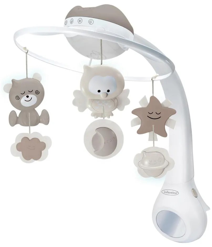 Infantino - Kolotoč nad postieľku 3v1 s melódiou, 3xAAA, hnedý