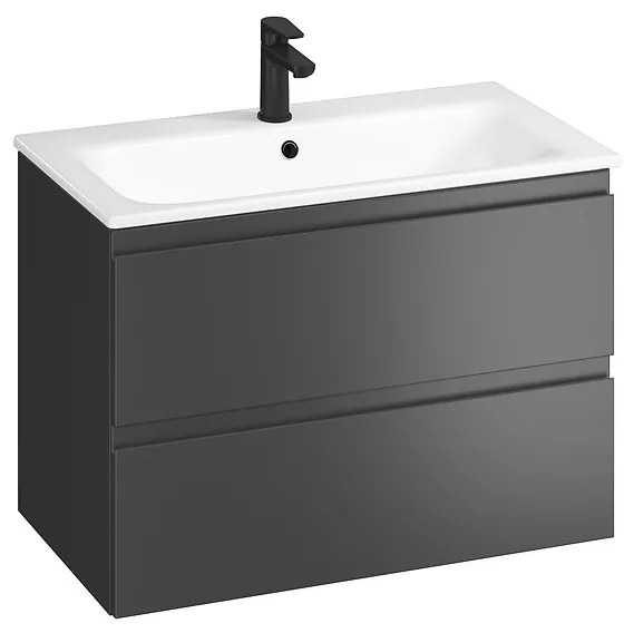 Cersanit Moduo SET, závesná skrinka 80x45x57 cm + umývadlo 80cm, antracitová matná, S801-473-DSM