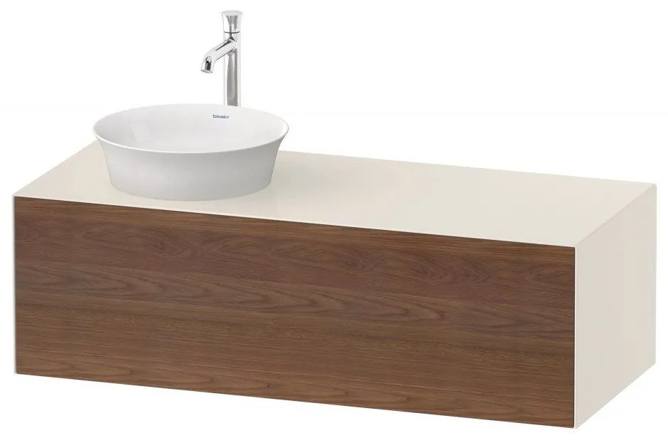 DURAVIT White Tulip závesná skrinka pod umývadlo na dosku vľavo, 1 zásuvka, 1300 x 550 x 408 mm, americký orech masív/nordická biela vysoký lesk, WT4977L77H4