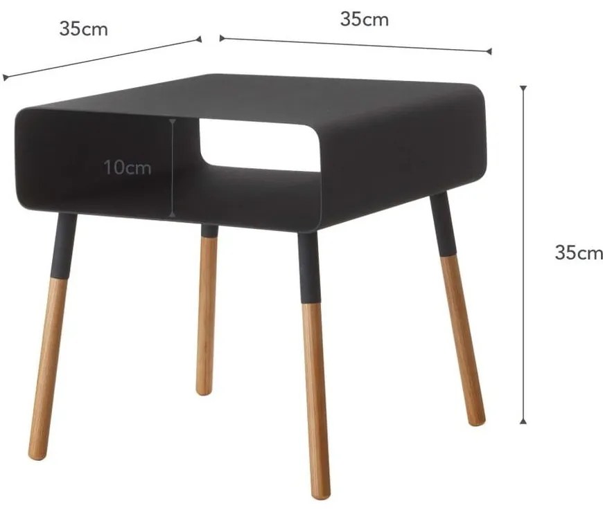 Čierny odkladací stolík YAMAZAKI Plain, výška 35 cm