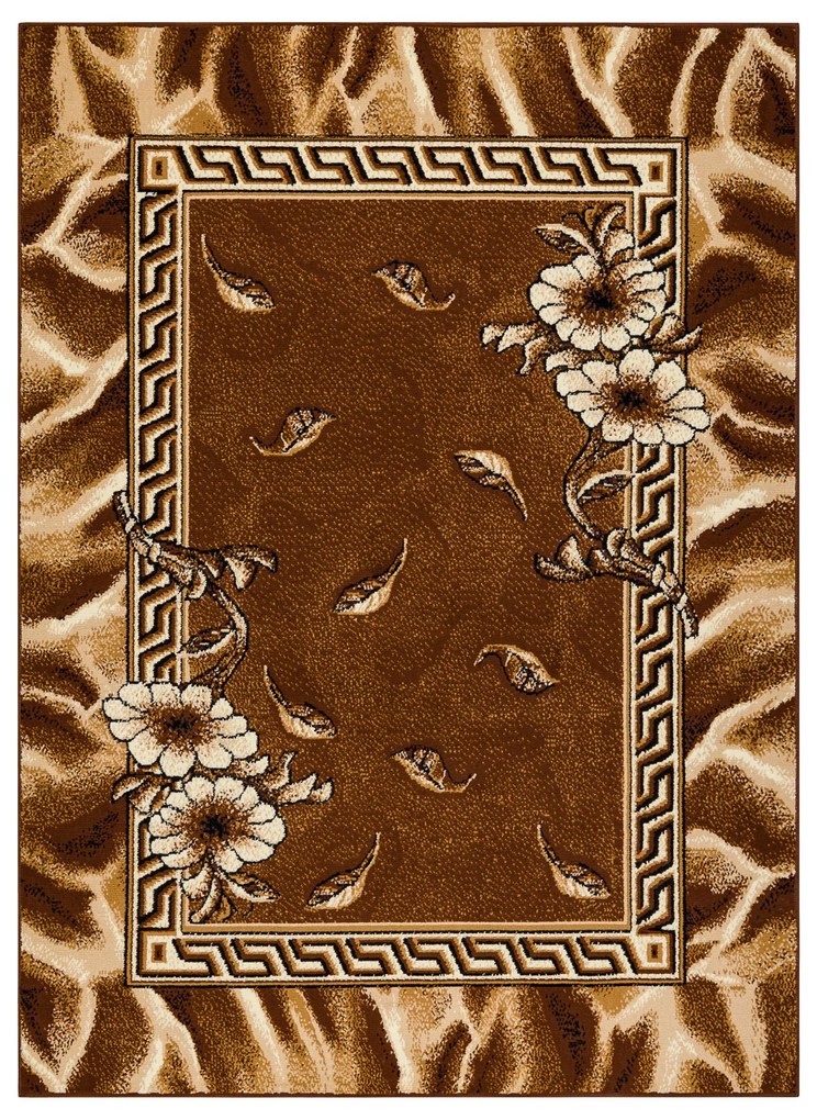 Koberec BCF Morad TRIO Vzor kvetov a lístia, hnedý