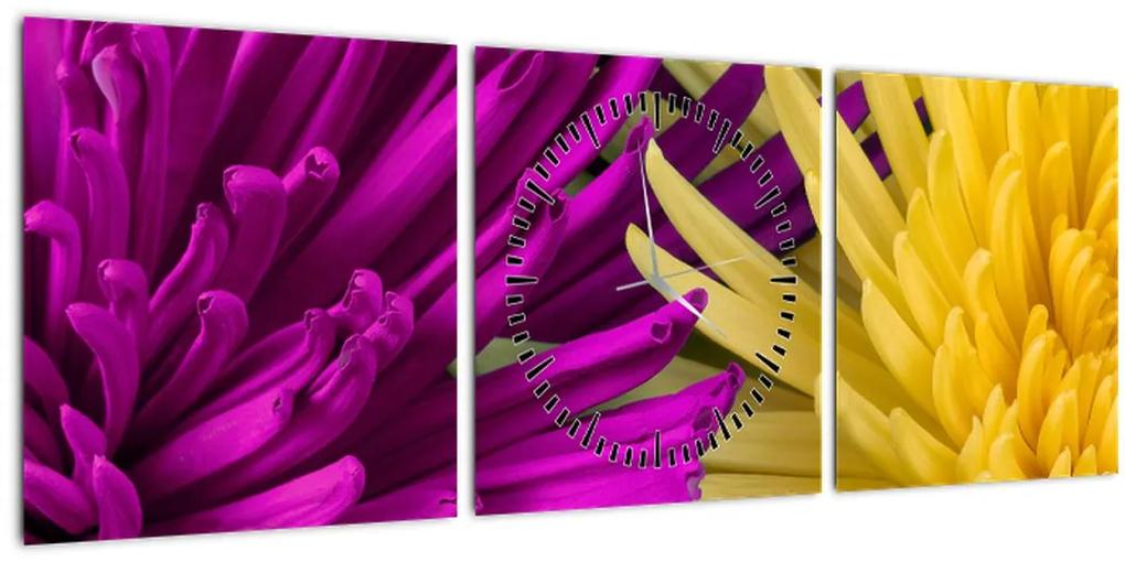 Obraz - detail kvetov (s hodinami) (90x30 cm)