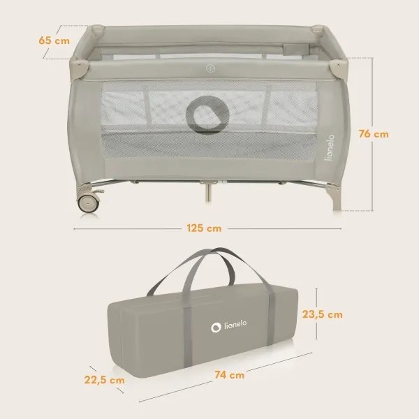 Lionelo - Cestovná postieľka STEFI PLUS Béžová Cappuccino