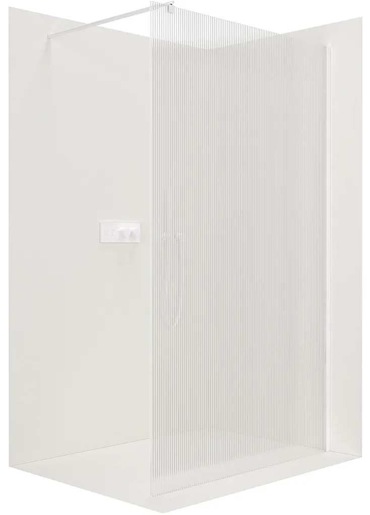 CERANO - Sprchová zástena Walk-in Onyx Ľ/P - guľatá vzpera - biela matná, ryhované sklo - 150x200 cm, CER-CER-8050BD297