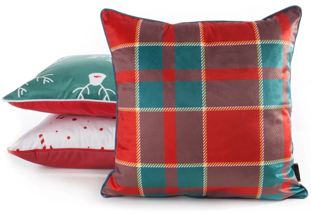 VIANOČNÁ DEKORAČNÁ OBLIEČKA NA VANKÚŠ MERRY 45X45 CM VZOROVANÁ