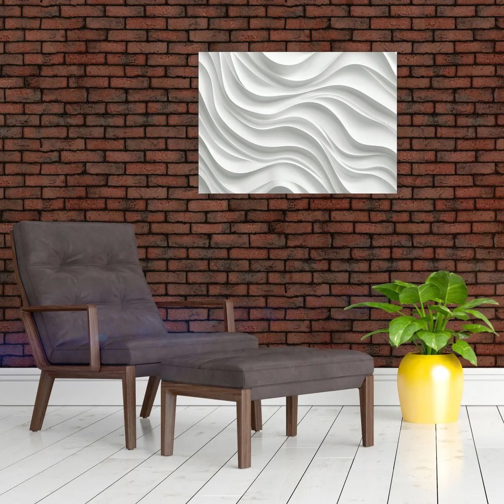 Obraz - 3D biele vlny (70x50 cm)