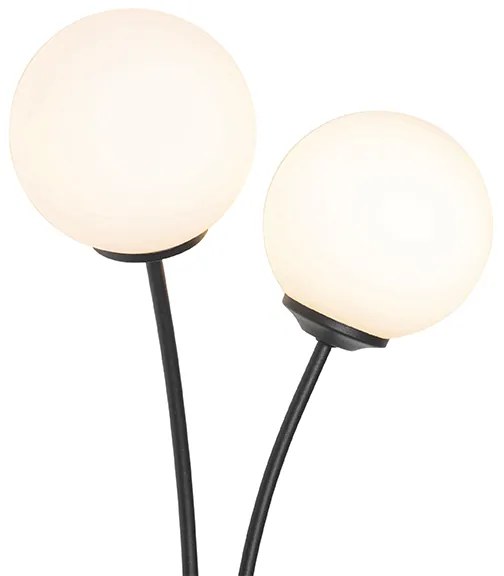 Moderná nástenná lampa čierna s opálovým sklom 2-svetlo - Atény