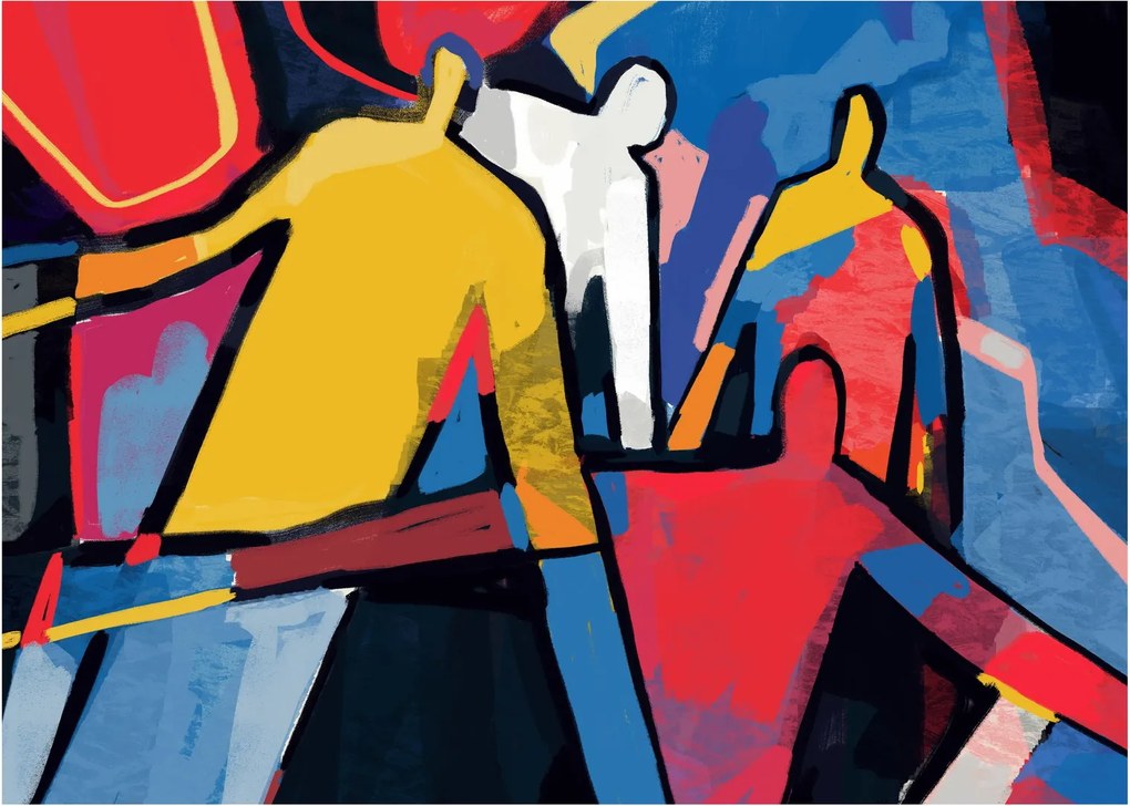 Obraz - Abstrakcia mužov (70x50 cm)