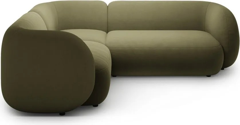 Zelená zamatová rohová pohovka (ľavý roh/do L) Kate – Micadoni