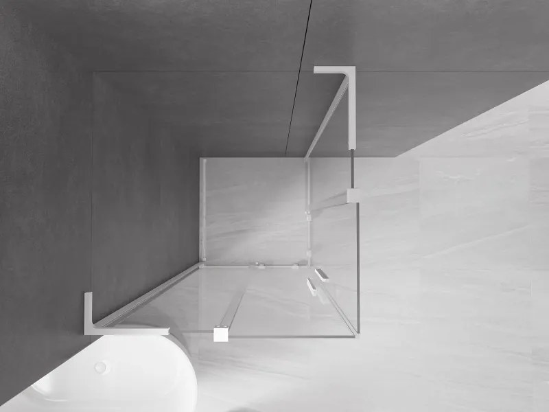 Mexen Velar L Duo, sprchový kút s posuvnými dverami 90 x 90 cm, 8mm číre sklo, biela matná, 871-090-090-02-03-20