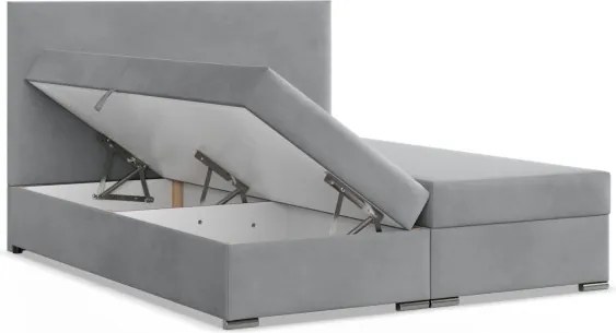 Manželská posteľ VICENZA Velvet 160×200 cm svetlosivá