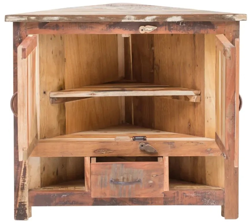furniture-nabytek.cz - Masivní rohové umyvadlo Sumana z recyklovaného dřeva, lakované, hnědé