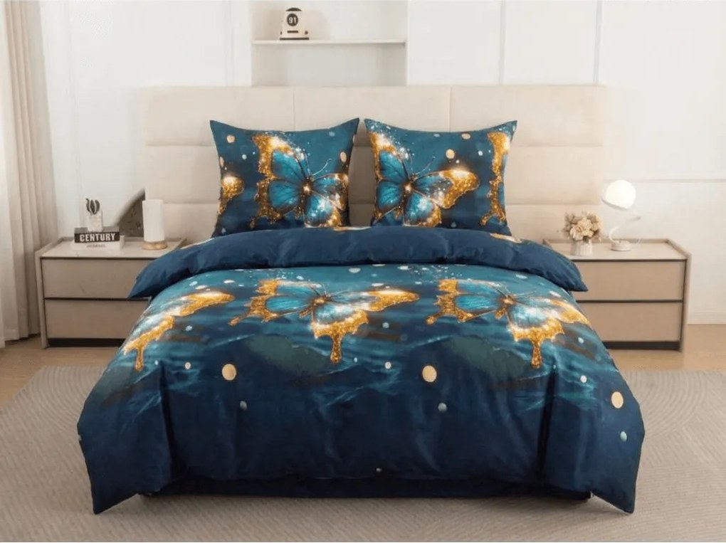 Obliečky z mikrovlákna MYSTIC BUTTERFLY modré Rozmer obliečky: 70 x 80 cm | 140 x 200 cm