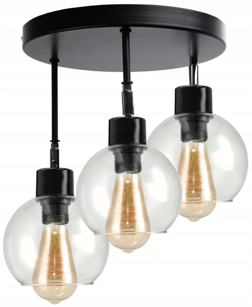 BERGE LED závesné nastaviteľné stropné svietidlo 3xE27 - priehľadná guľa