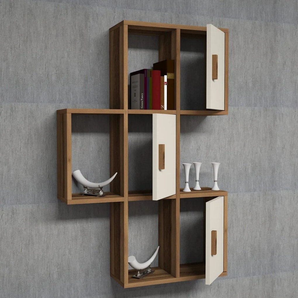 Nástenná polica FLORA 50 cm dub jantárový/krémová