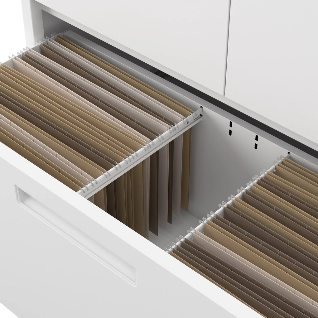 Modulárna kovová multifunkčná skriňa s vysokou zásuvkou biela MEGAN 1950 x 900 x 400 mm