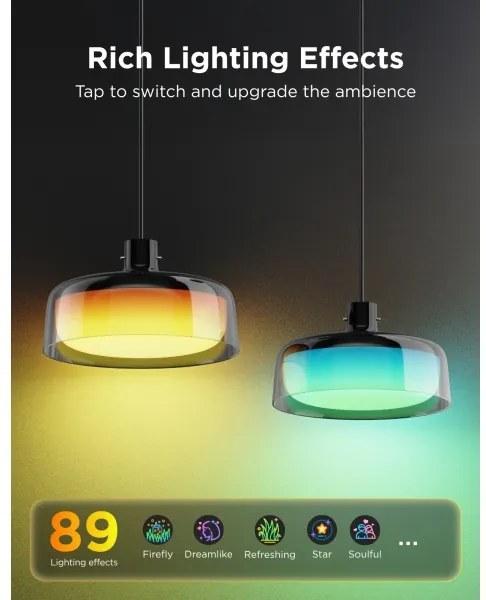 Govee - LED RGBICWW stlmiteľný závesný luster na lane LED/21W/230V Matter Wi-Fi