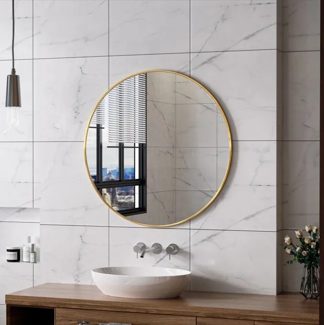 Erga Round, okrúhle zrkadlo 90cm, zlatý rám, ERG-V01-ROUND-9090-GD
