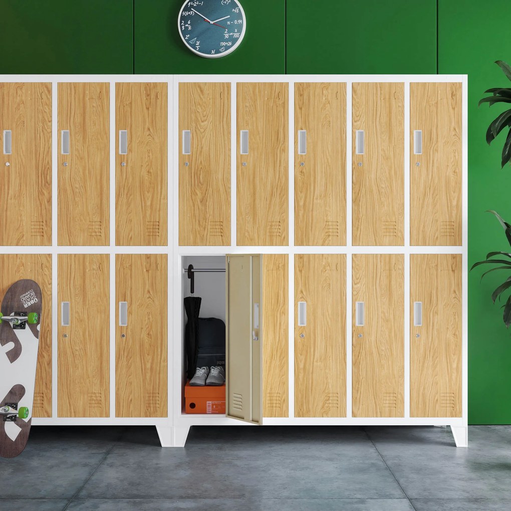 10-dverová šatňová skrinka na oblečenie, biela/zlatý dub, 1360x1720x450 mm: BARTEK Eco Design