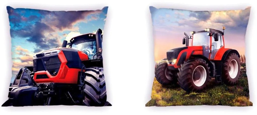 DETSKÁ DEKORAČNÁ OBLIEČKA NA VANKÚŠ TRACTOR 40X40 CM VZOROVANÁ