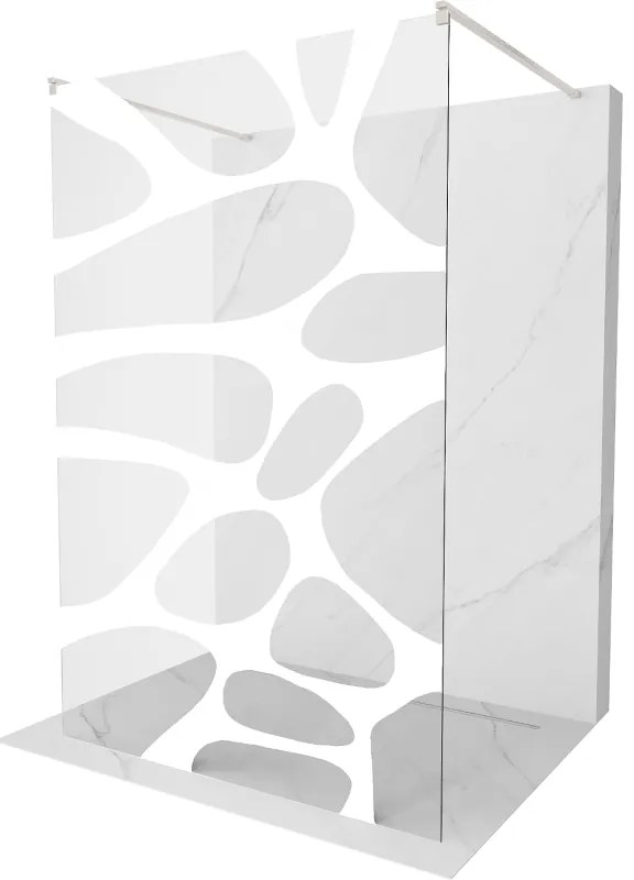 Mexen Kioto, sprchová zástena Walk-In 140 x 200 cm, 8mm číre sklo biely vzor, brúsená oceľ profil, 800-140-002-97-97