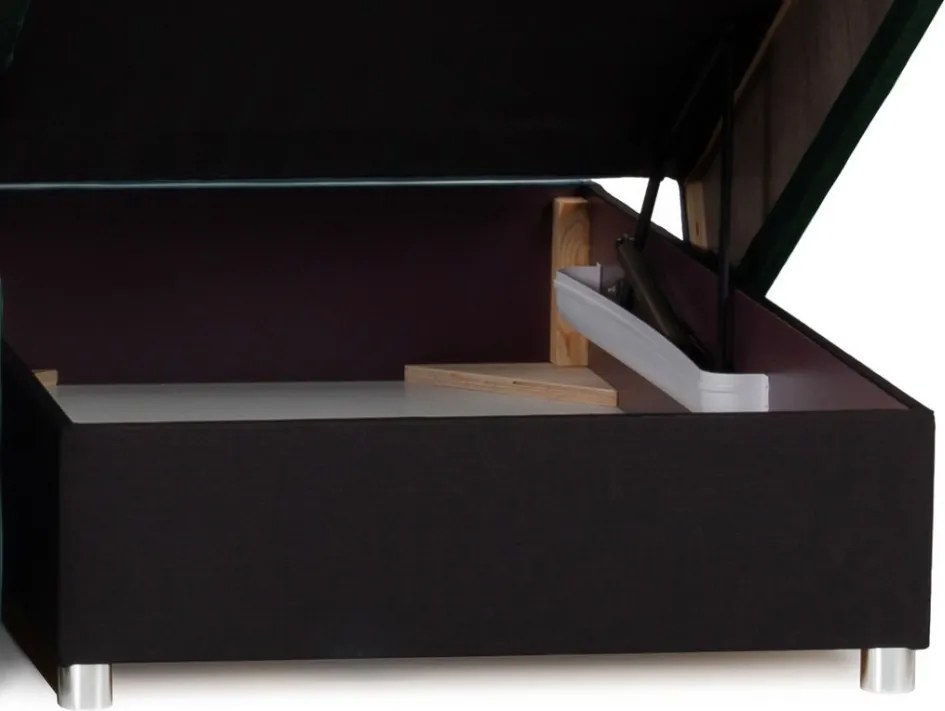 Rohová sedačka na trvalé spanie Island, tmavo zelená látka, pravý roh