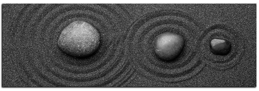 Obraz na plátne - Čierny piesok s kameňmi - panoráma 5191A (120x45 cm)